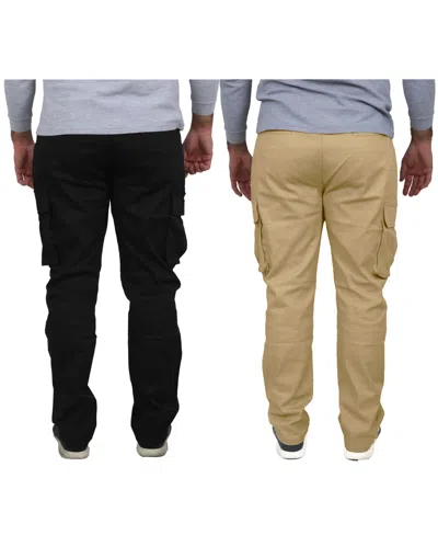 Blu Rock Men's 2-pack Flex Stretch Cargo Pants In Black,khaki