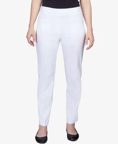 Alfred Dunner Womens Tummy Slimming Pull On Pants In White