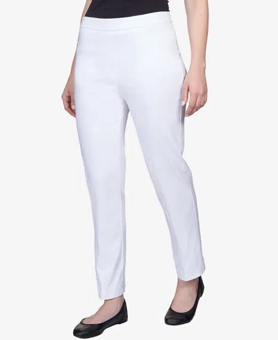 Alfred Dunner Womens Tummy Slimming Pull On Pants In White