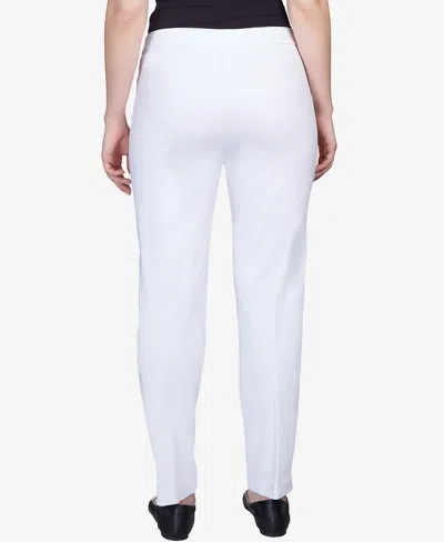 Alfred Dunner Womens Tummy Slimming Pull On Pants In White