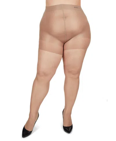 Memoi Plus Size Curvy Silky Sheer Control Top Pantyhose Mm-2210 In Nude
