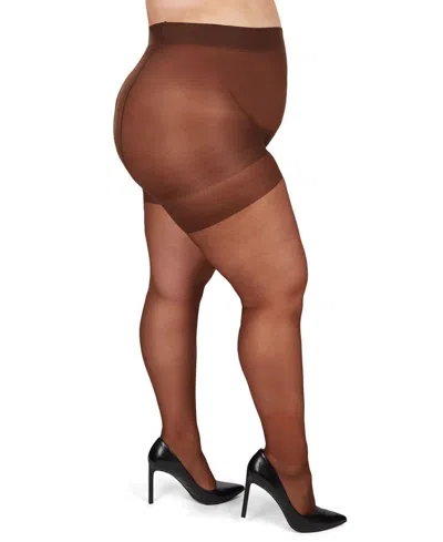 Memoi Plus Size Curvy Silky Sheer Control Top Pantyhose Mm-2210 In French Coffee
