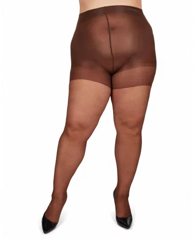 Memoi Plus Size Curvy Silky Sheer Control Top Pantyhose Mm-2210 In French Coffee
