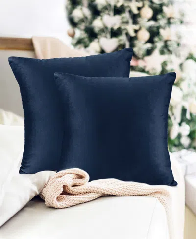 Nestl Elegant Velvet Removeable Cover 2-pack Decorative Pillows, 26" X 26" In Navy Blue