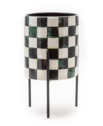 Mackenzie-childs Courtly Check Tabletop Planter In Black,white