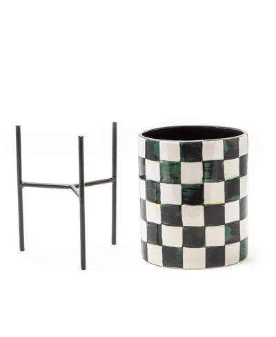 Mackenzie-childs Courtly Check Tabletop Planter In Black,white