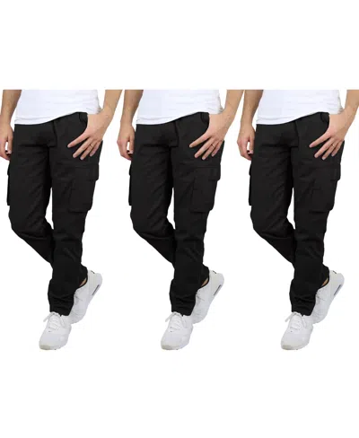 Blu Rock Men's 3-pack Flex Stretch Cargo Pants In Black