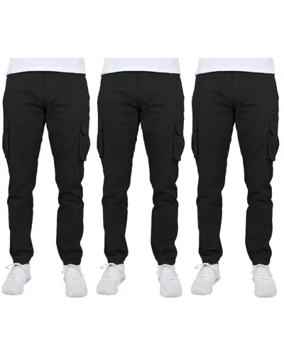 Blu Rock Men's 3-pack Flex Stretch Cargo Pants In Black