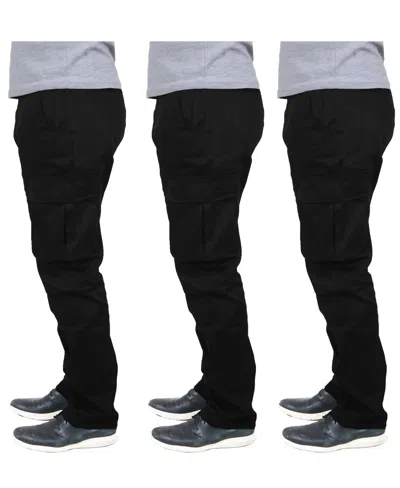 Blu Rock Men's 3-pack Flex Stretch Cargo Pants In Black