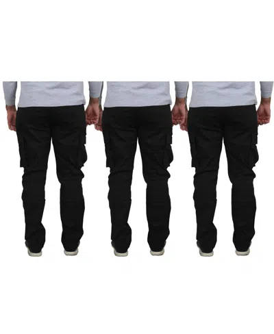 Blu Rock Men's 3-pack Flex Stretch Cargo Pants In Black