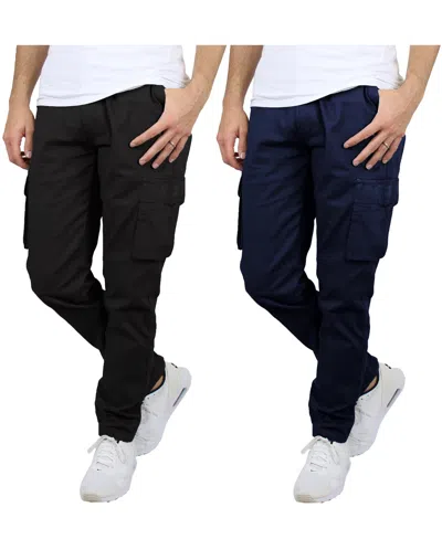 Blu Rock Men's Flex Stretch Cargo Pants In Black,navy