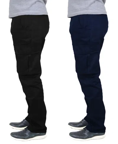 Blu Rock Men's Flex Stretch Cargo Pants In Black,navy