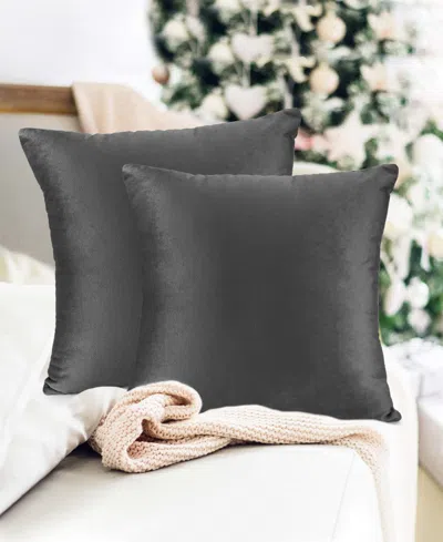 Nestl Elegant 2-pack Velvet Decorative Throw Pillows With Removeable Covers, 22" X 22" In Dark Gray