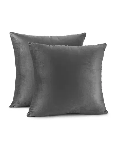 Nestl Elegant 2-pack Velvet Decorative Throw Pillows With Removeable Covers, 22" X 22" In Dark Gray