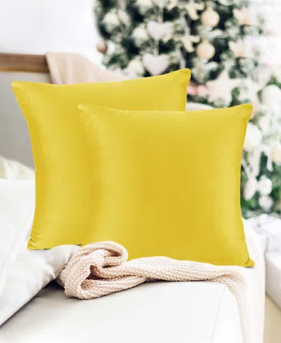 Nestl Elegant Velvet Removeable Cover 2-pack Decorative Pillows, 24" X 24" In Yellow