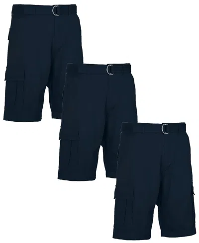 Blu Rock Men's 3-pack Flex Stretch Cargo Shorts In Navy