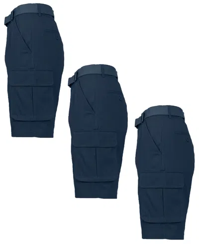 Blu Rock Men's 3-pack Flex Stretch Cargo Shorts In Navy