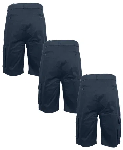 Blu Rock Men's 3-pack Flex Stretch Cargo Shorts In Navy