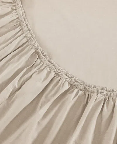 Tommy Hilfiger Solid 144-thread Count Cotton Chambray Washed 3-pc. Sheet Set, Twin Xl In Khaki