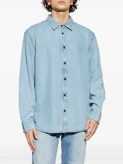 Rag & Bone Long Sleeve Denim Shirt In Blue