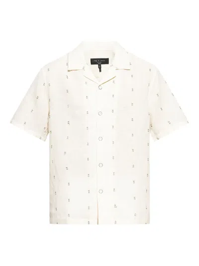 Rag &amp; Bone Avery Embroidered Linen Shirt In Metallic