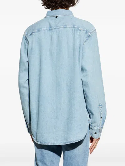 Rag & Bone Long Sleeve Denim Shirt In Blue