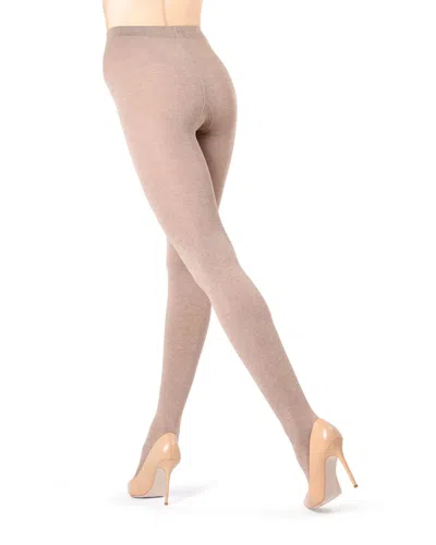 Memoi Womens Flat Knit Sweater 1 Pair Tights In Lt Taupe Heather