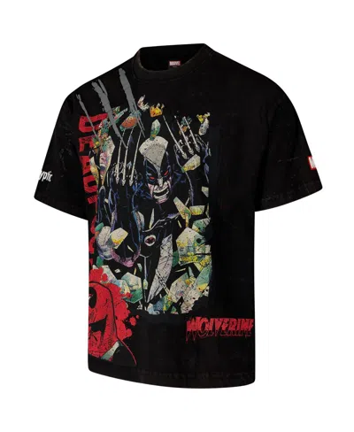 Virtual Thread Men's Black Wolverine Dekryptic Wolverine Deadpool Oversized Fit And Heavy Wash T-shirt In Black