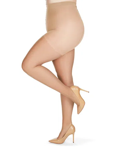 Memoi Women's Crystal Sheer Control Top Pantyhose Mm-210 In Suntan