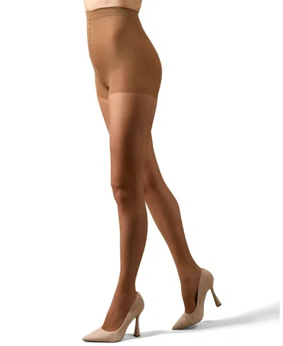 Memoi Women's Crystal Sheer Control Top Pantyhose Mm-210 In Suntan