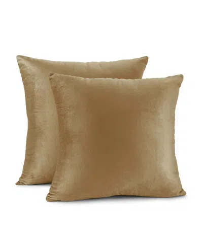 Nestl Elegant 2-pack Velvet Decorative Throw Pillows With Removeable Covers, 22" X 22" In Mocha