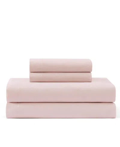 Tommy Hilfiger Solid 144-thread Count Cotton Chambray Washed 3-pc. Sheet Set, Twin Xl In Pink