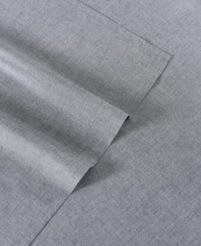 Tommy Hilfiger Solid 144-thread Count Cotton Chambray Washed 4-pc. Sheet Set, Full In Navy