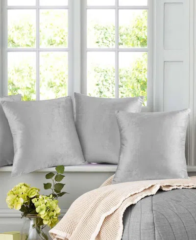 Nestl Elegant 2-pack Velvet Decorative Throw Pillows With Removeable Covers, 22" X 22" In Light Gray