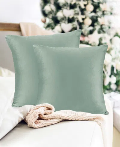 Nestl Elegant Velvet Removeable Cover 2-pack Decorative Pillows, 18" X 18" In Sage Green