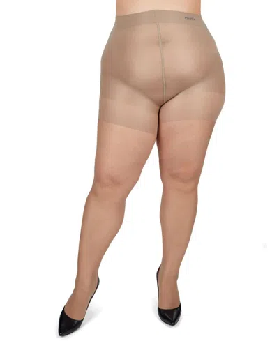 Memoi Plus Size Curvy Silky Sheer Control Top Pantyhose Mm-2210 In City Beige