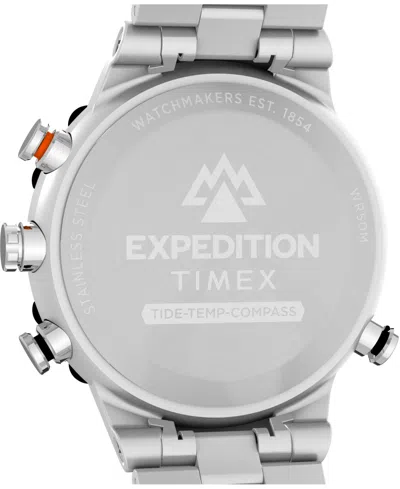 Timex Men's Quartz Analog Silver-tone Stainless Steel Watch, 45mm In Silver