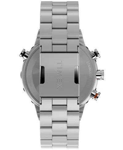 Timex Men's Quartz Analog Silver-tone Stainless Steel Watch, 45mm In Silver