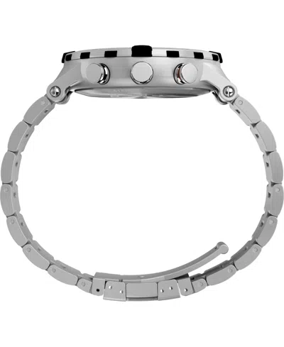 Timex Men's Quartz Analog Silver-tone Stainless Steel Watch, 45mm In Silver