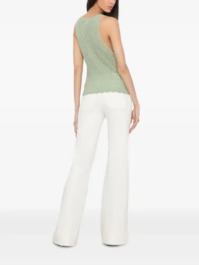 Alice And Olivia Annalise Linen-blend Tank In Green