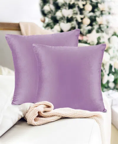 Nestl Elegant Velvet Removeable Cover 2-pack Decorative Pillows, 24" X 24" In Lavender