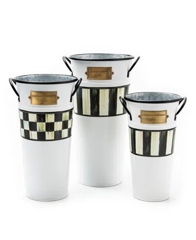 Mackenzie-childs Spectator Galvanized Flower Buckets, Set Of 3 In Multi