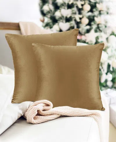 Nestl Elegant Velvet Removeable Cover 2-pack Decorative Pillows, 16" X 16" In Mocha