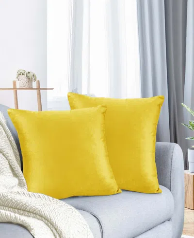 Nestl Elegant 2-pack Velvet Decorative Throw Pillows With Removeable Covers, 18" X 18" In Yellow