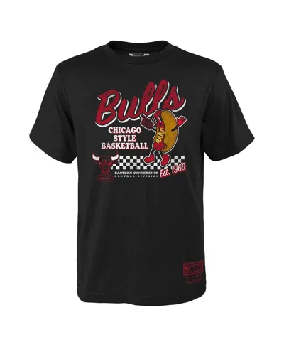 Mitchell & Ness Big Boys And Girlsâ Black Chicago Bulls Concession Food Character T-shirt In Black