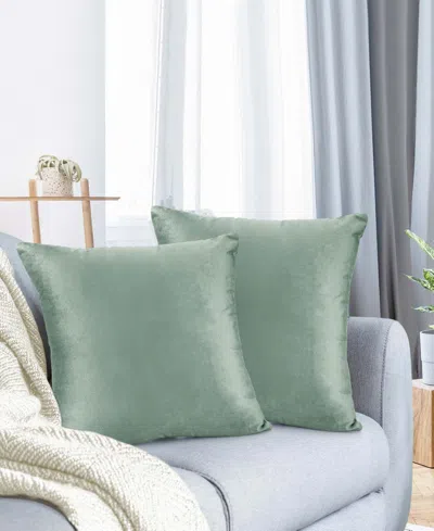Nestl Elegant Velvet Removeable Cover 2-pack Decorative Pillows, 26" X 26" In Sage Green