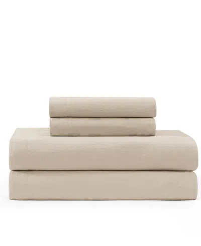 Tommy Hilfiger Solid 144-thread Count Cotton Chambray Washed 4-pc. Sheet Set, King In Khaki