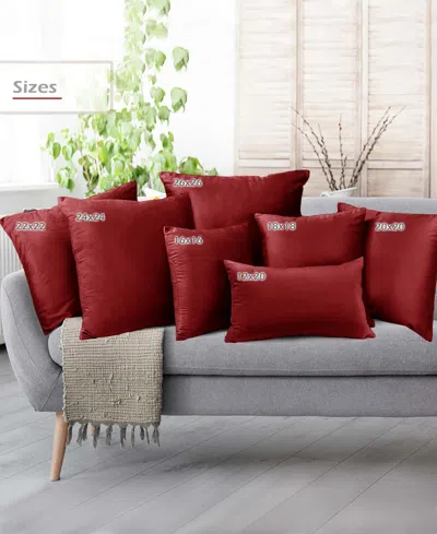 Nestl Elegant Velvet Removeable Cover 2-pack Decorative Pillows, 26" X 26" In Cherry Red