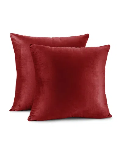 Nestl Elegant Velvet Removeable Cover 2-pack Decorative Pillows, 26" X 26" In Cherry Red