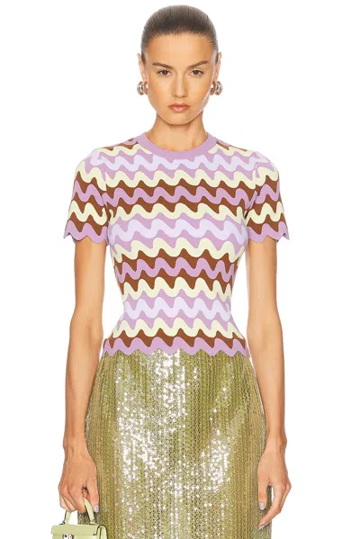 Versace Knitwear With Crewneck And Scalloped Edges In Purple